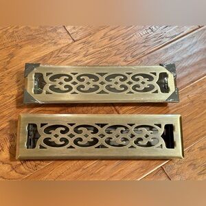 Set of 2 Antique Brass Vent Register Covers 2x12